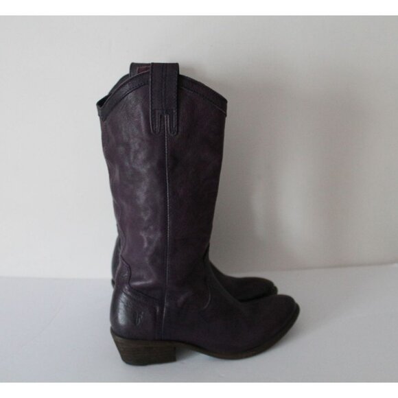 Frye Carson Pull-On Boots Western Cowgirl Size 5.5 Dark Purple - Picture 5 of 10